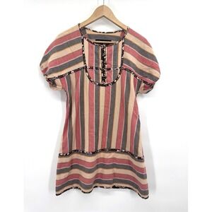 Marc Jacobs Womens Small Tunic Top Puff Sleeve Cotton Silk Indie Boho Yogi Guru